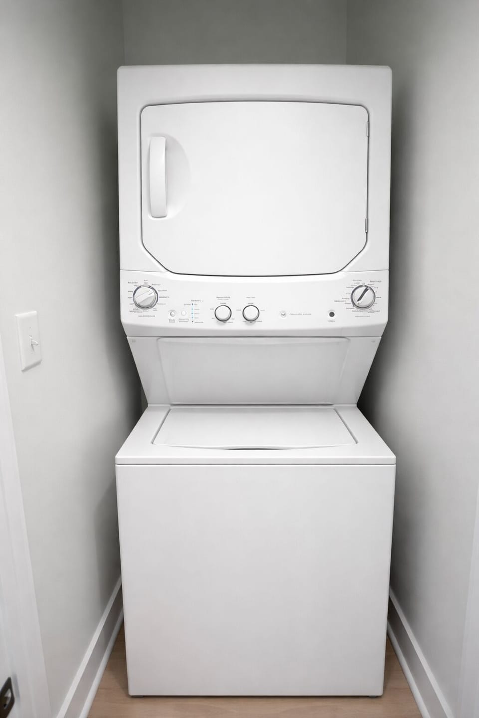 Laundry closet with washer and dryer