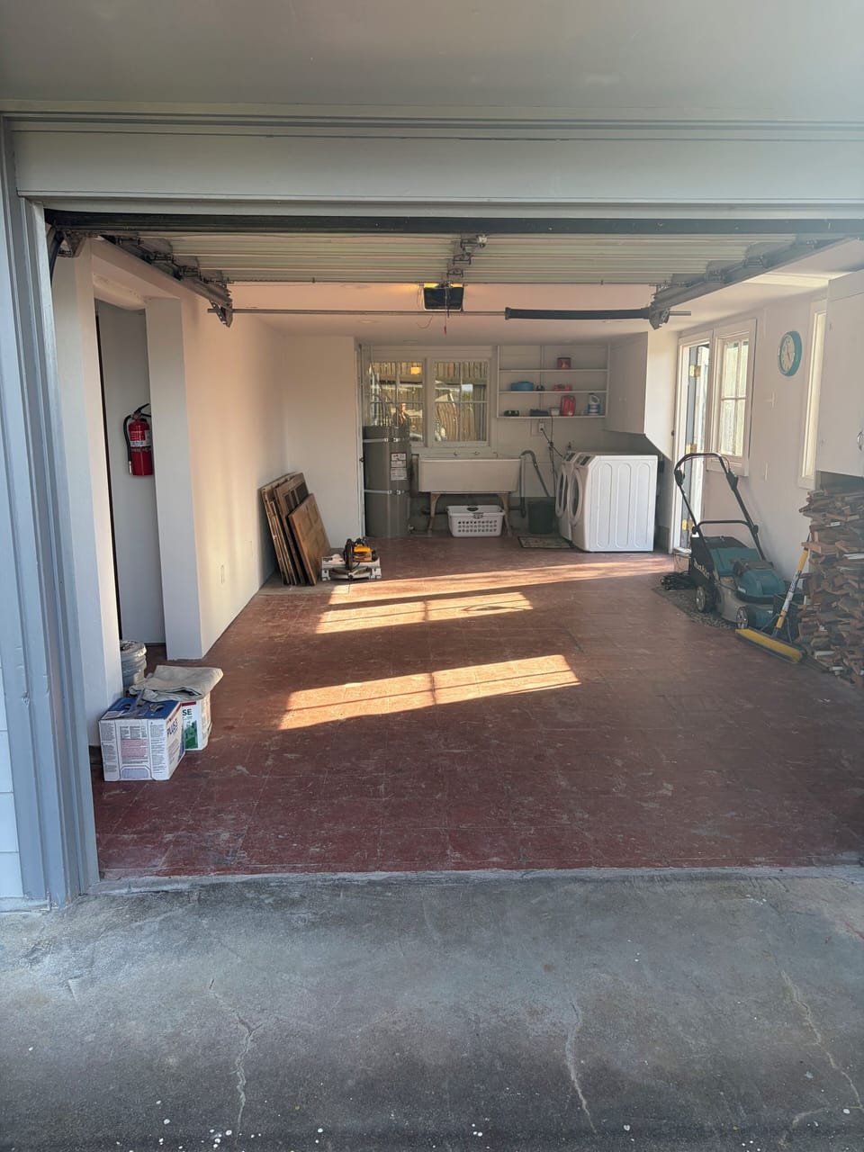 Attached garage with laundry.