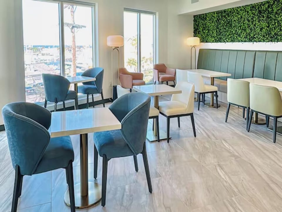 Linger over coffee in a bright, stylish dining room.