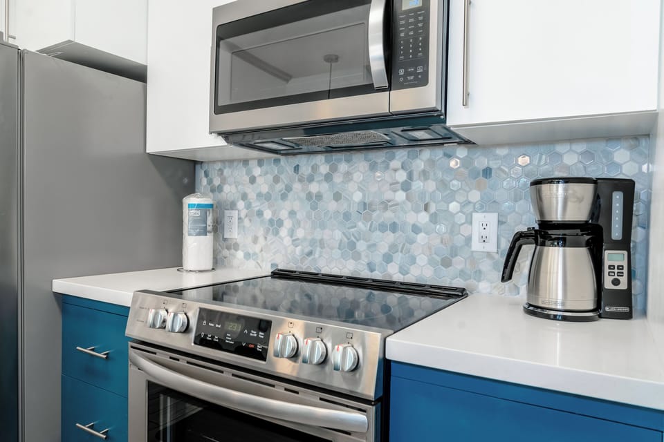 Live like you're at home! Our kitchen has a glass-top stove, microwave, fridge, dishwasher, and coffee maker for your use!
