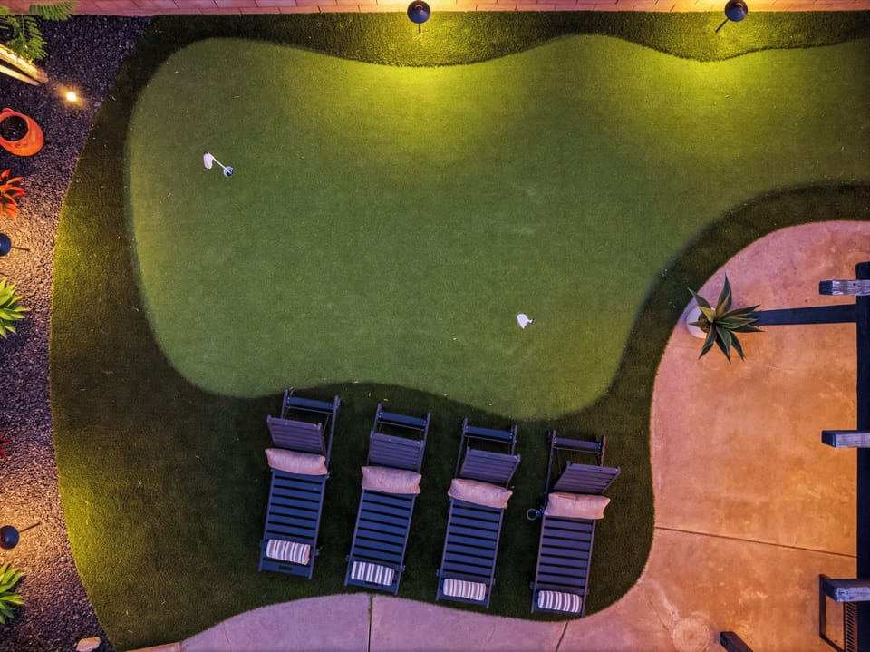 Play a quick round of golf in our private outdoor putting green