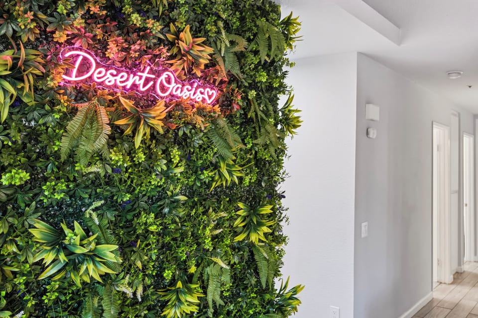 Snap a pic with friends and family in front of our large indoor plant wall