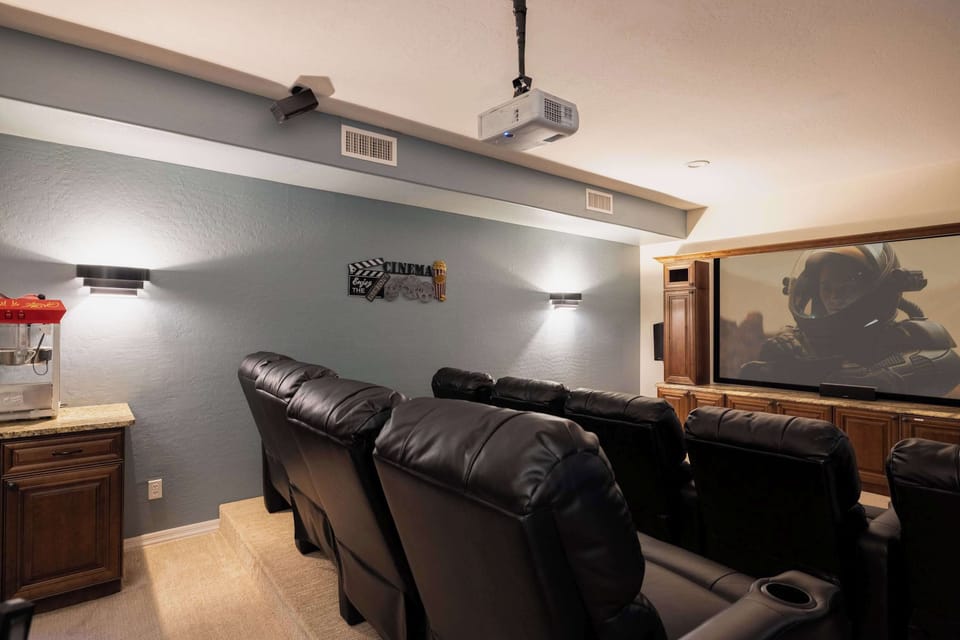 Recliners, big screen, good times