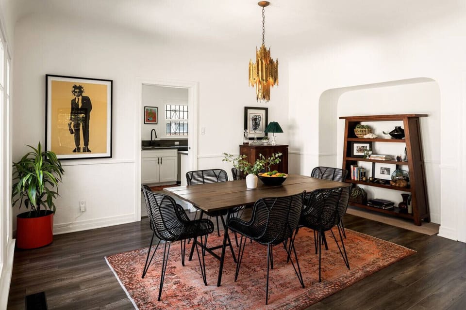 A clean and inviting dining space with seating for six.