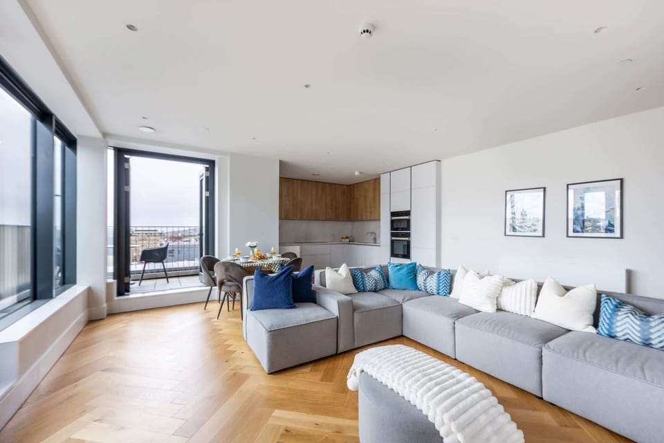 The open-plan living, kitchen and dining area