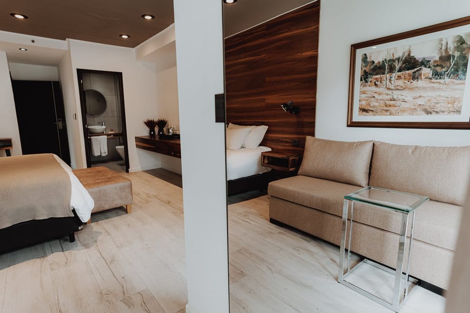 Relax on the sofa after adventures, surrounded by warm textures.
