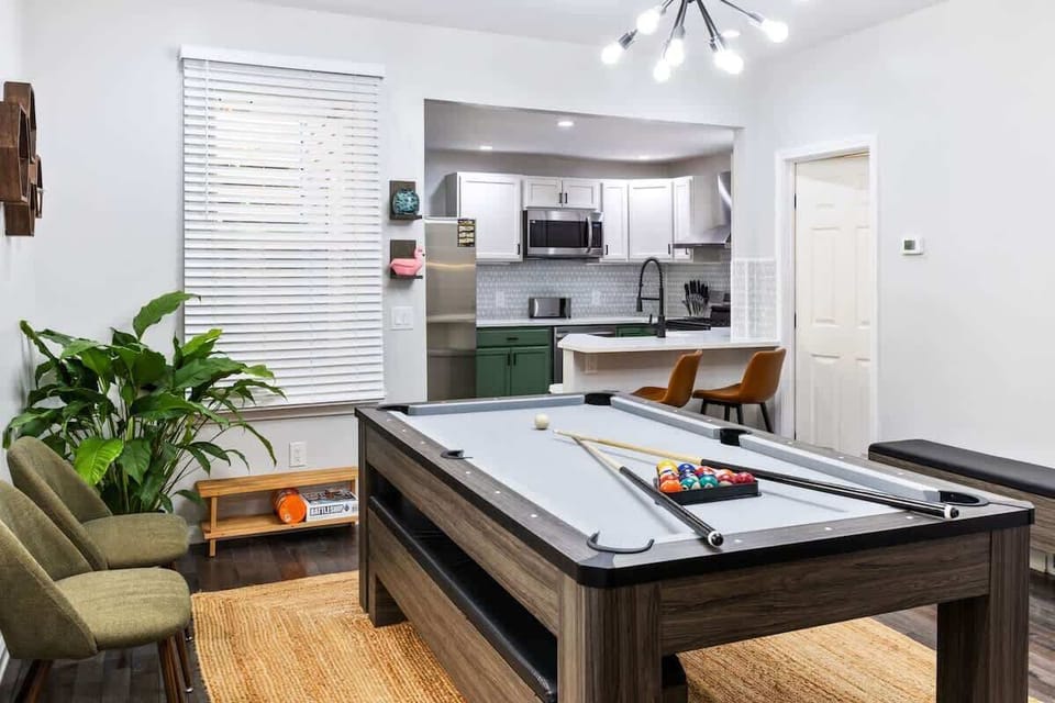 This versatile space transforms from a full-size dining table into a central entertainment hub—perfect for pool, ping pong, or board games and bringing everyone together for fun.