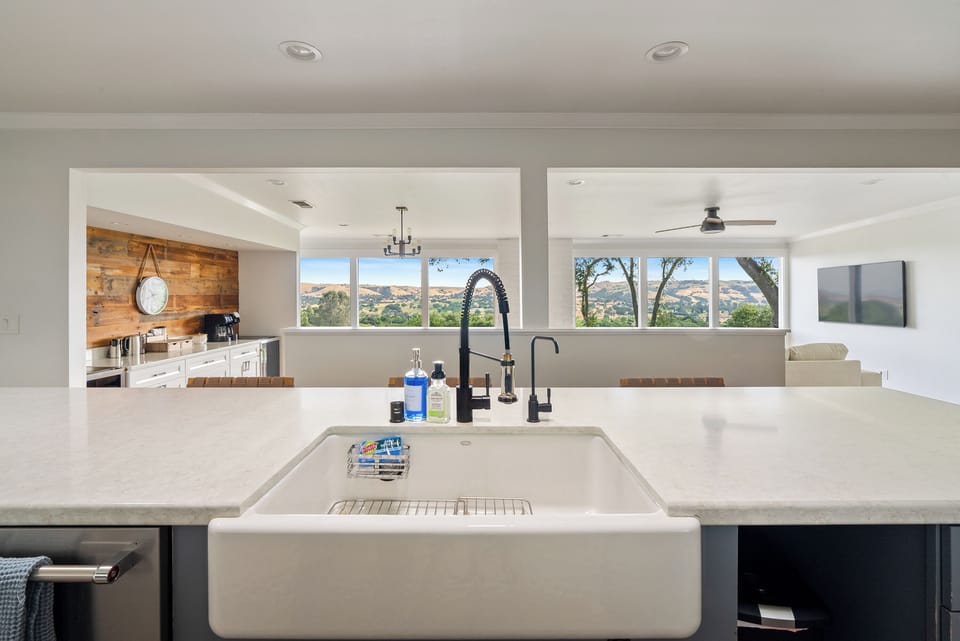 Enjoy a bright, open space to prep meals while taking in the scenery.