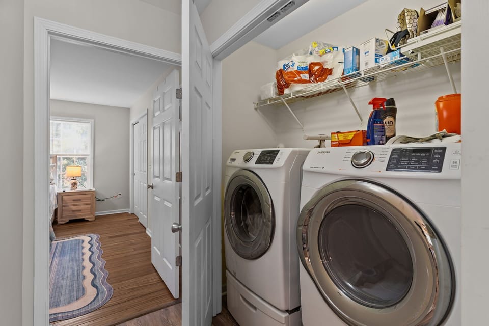 "Full Washer and Dryer and laundry access"