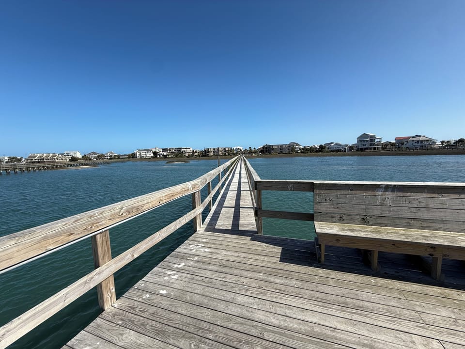 Built in seating area on community dock