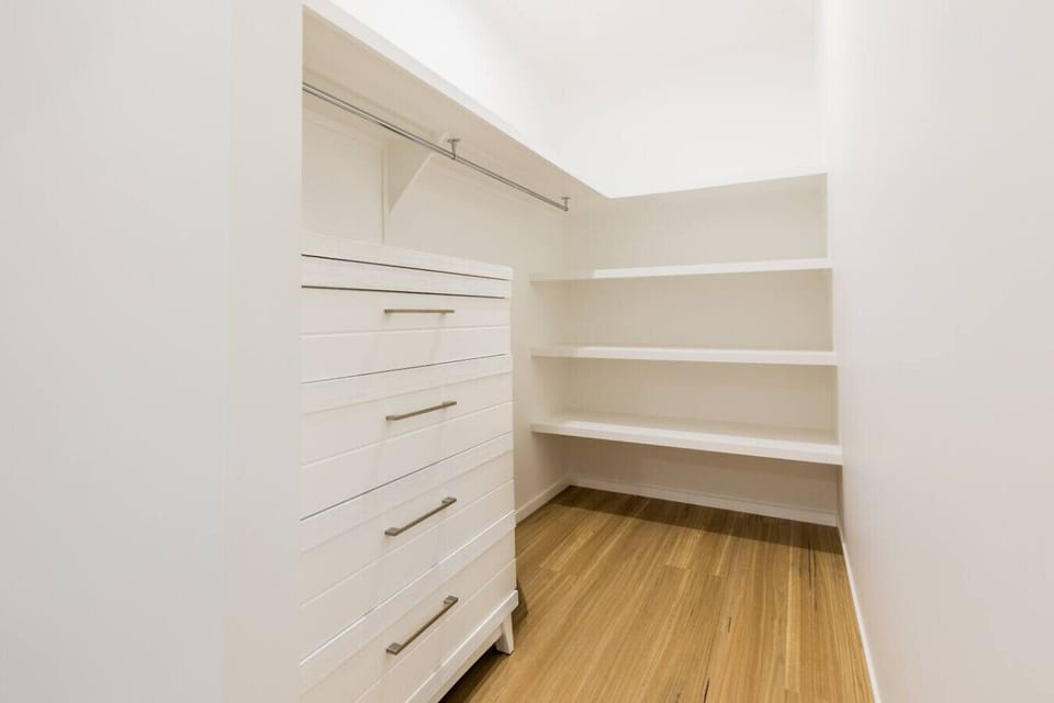 Enjoy family-ready storage with drawers, hanging space, and roomy shelving.
