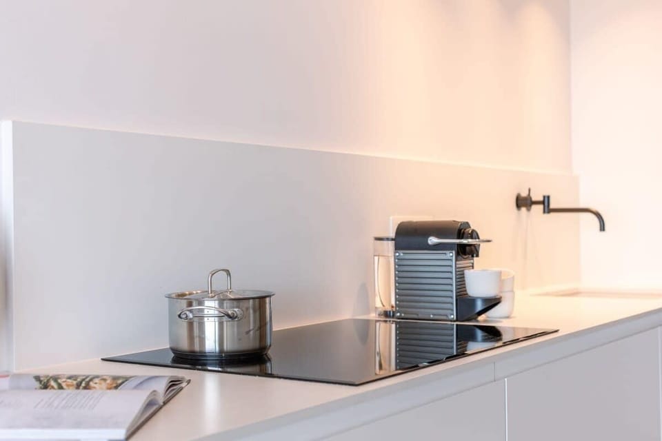 Modern kitchen blended in with the dining area