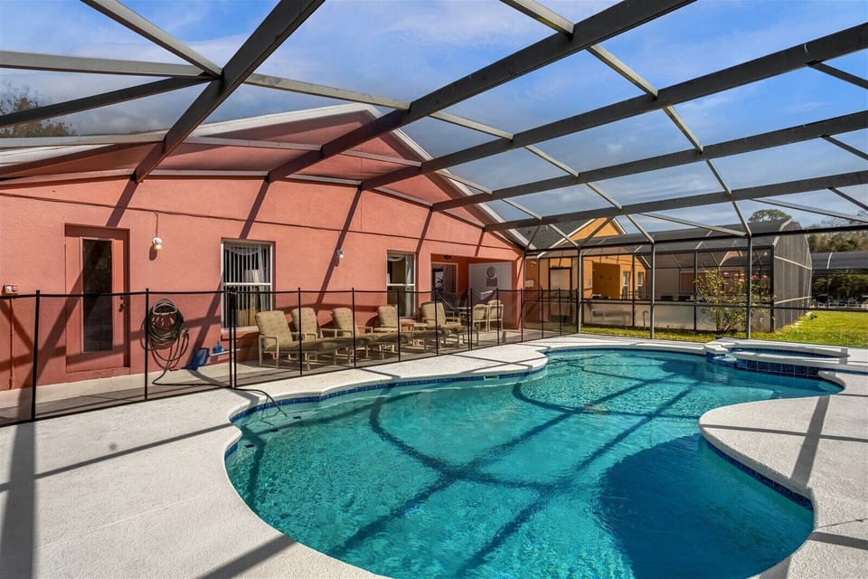 Pool with Spa & Pool Safety Fence Around Pool