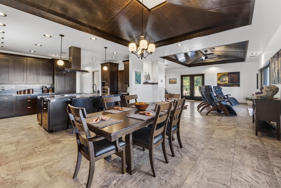 Oceanview dining space designed for gathering.