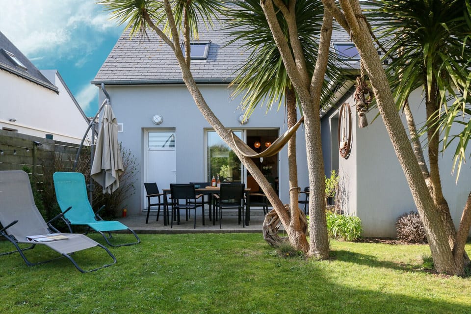 Exposed garden with terrace, photo taken in February