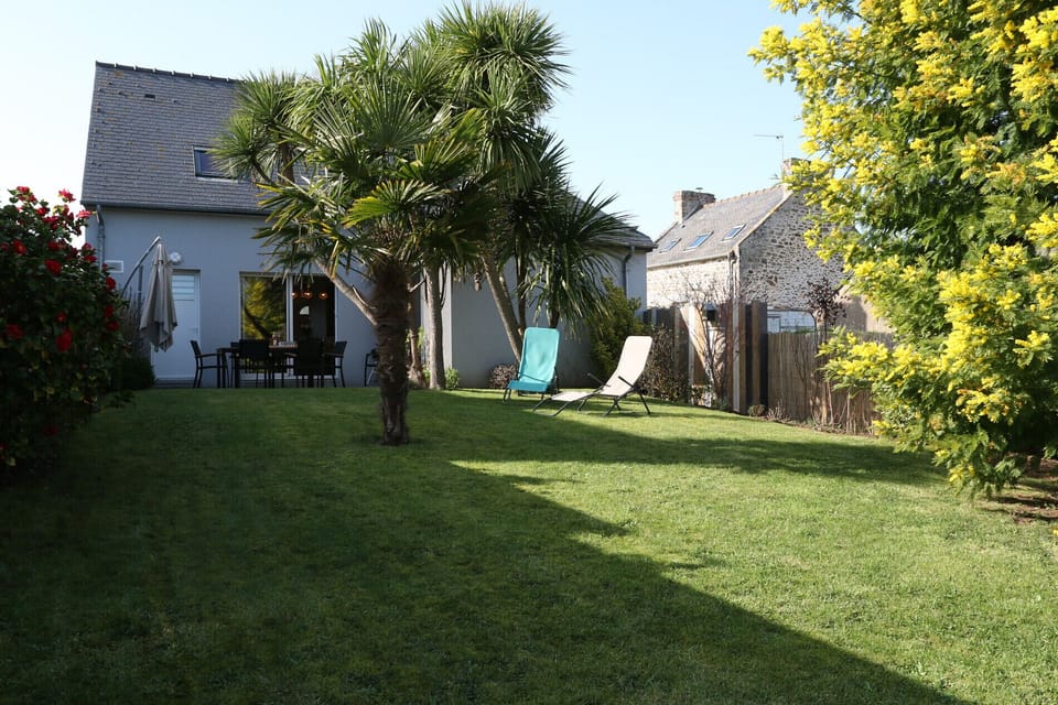 Exposed garden with terrace, photo taken in February