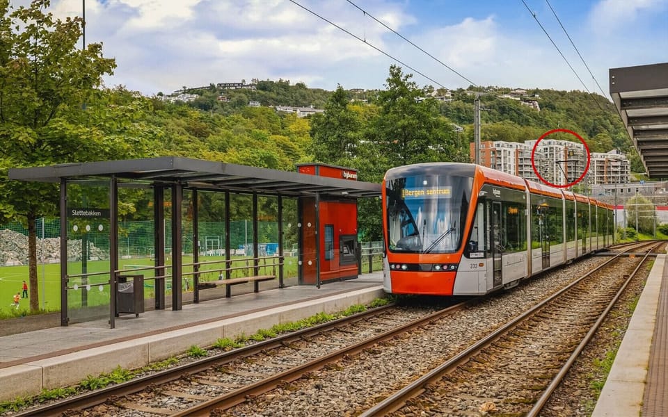The nearest train stopp is about a 4 min walk from the apartment.