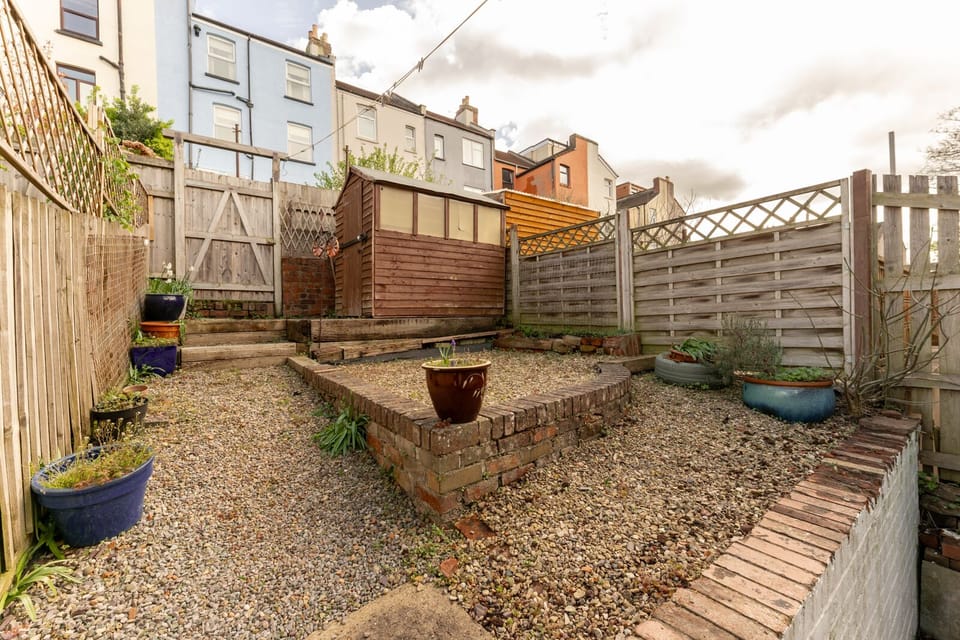 Spacious multi-level back garden