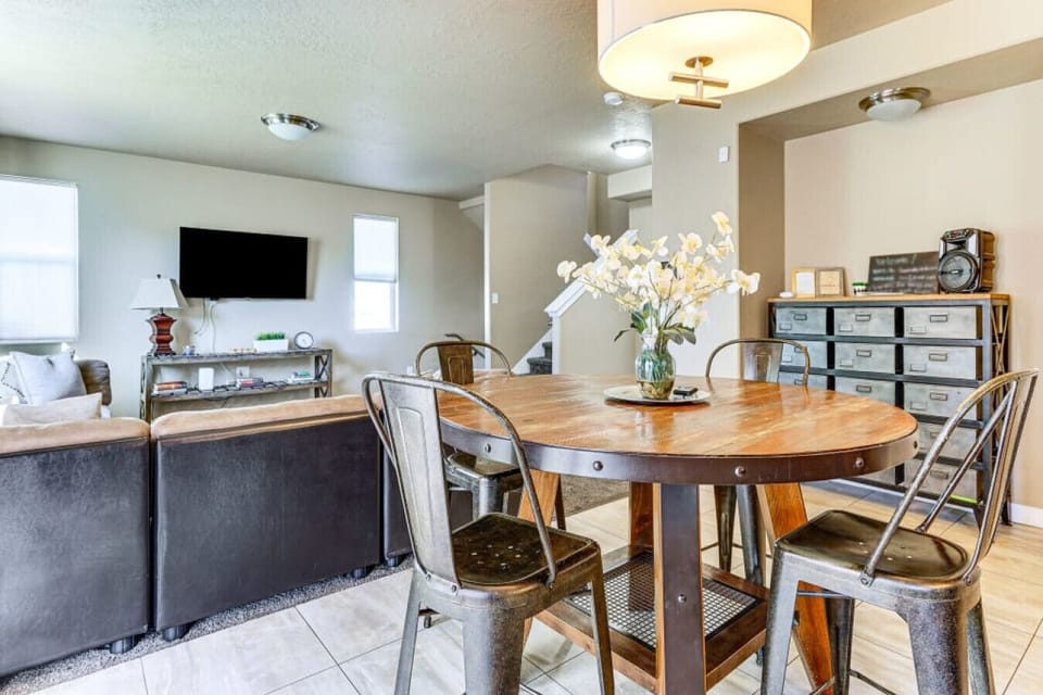 Dining Space | Rustic Table, Natural Light & Seamless Layout