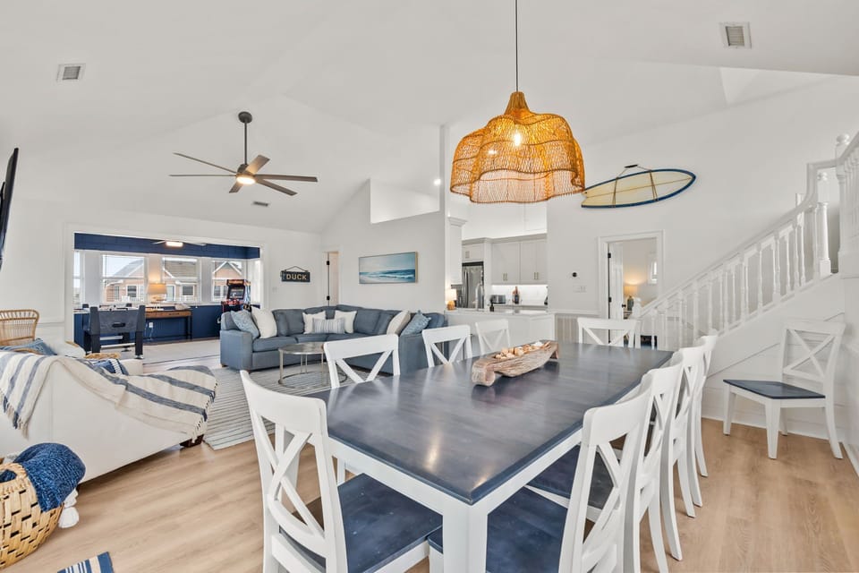 Dining area with plenty of seating for meals and gatherings.