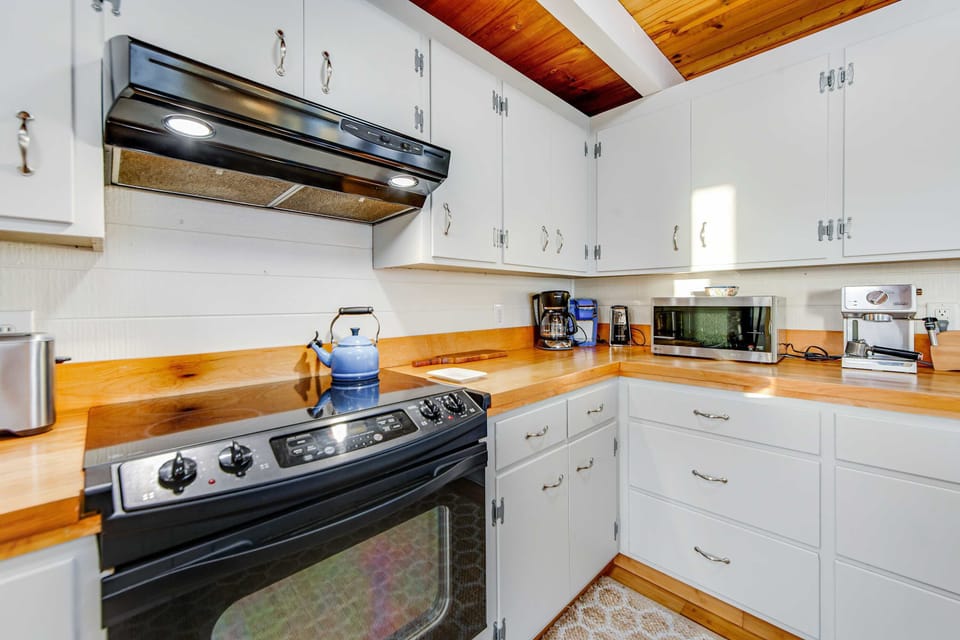 The heart of your getaway, this well-equipped kitchen makes meal prep a breeze while you savor the ocean views just steps away.