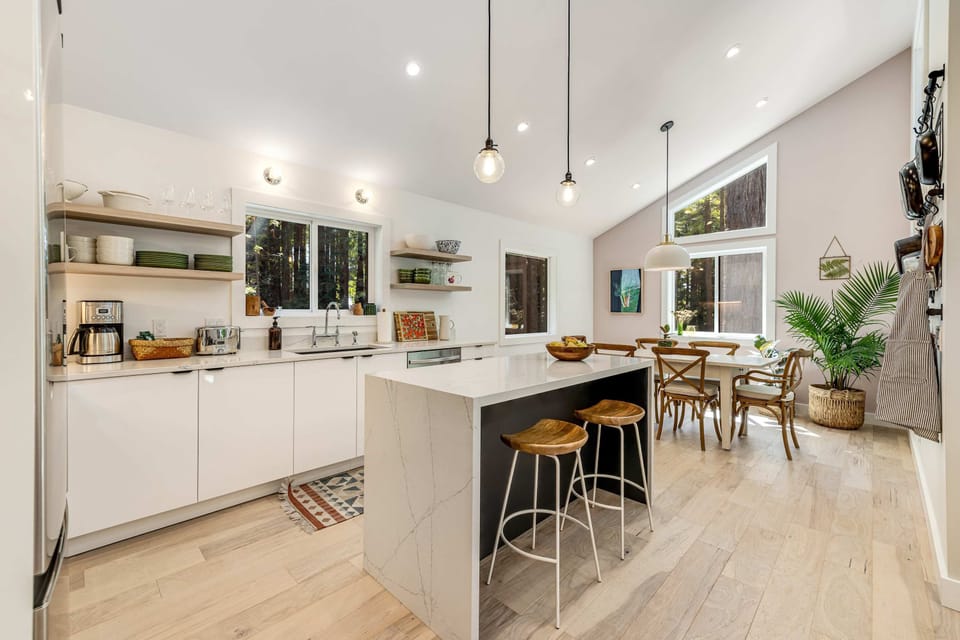 Cook up a feast in the modern kitchen, equipped with everything you need to create delicious meals.