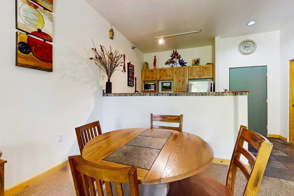 Dine just off the kitchen in the bright, open living space