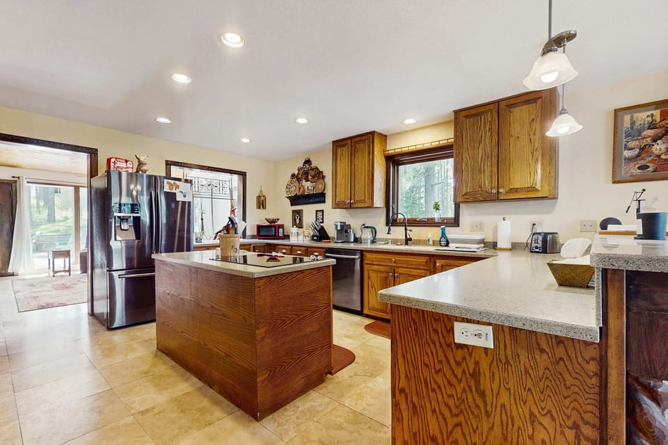 Cook in the full main-level kitchen with ample counter space