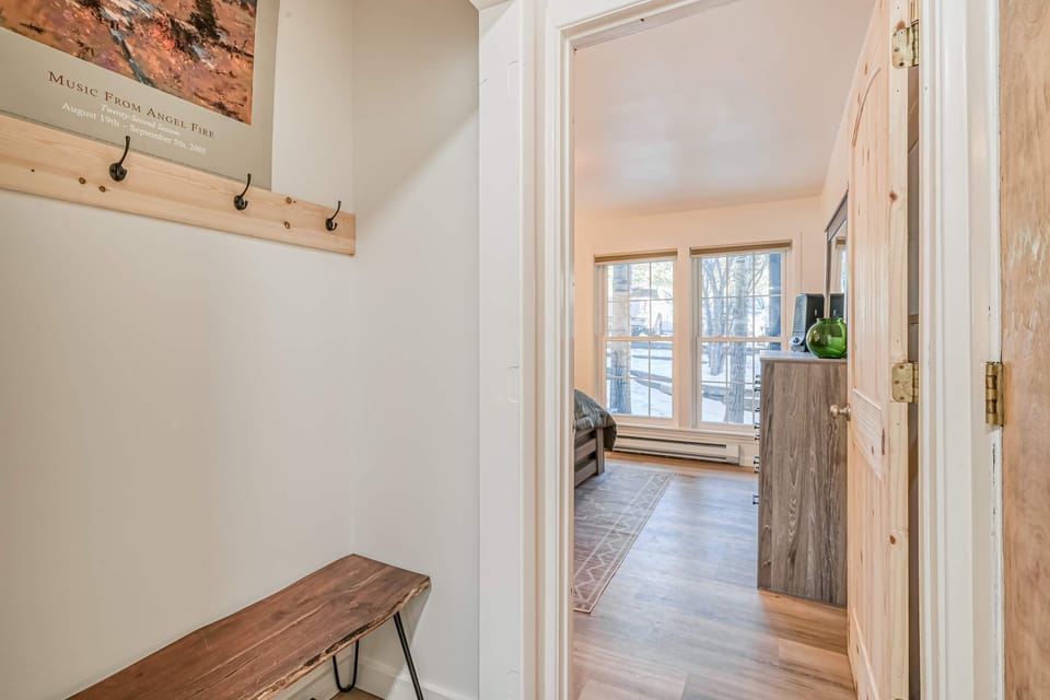 Drop your gear at the entry with bench and hooks