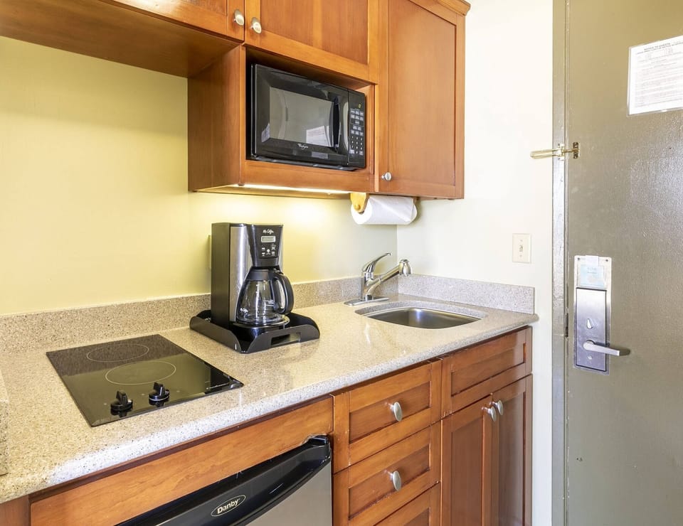 Brew coffee and prep simple meals in the convenient kitchenette