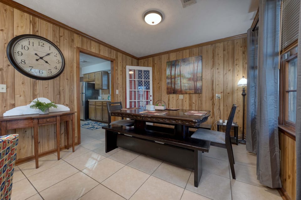 Dining table with two chairs and two benches 
