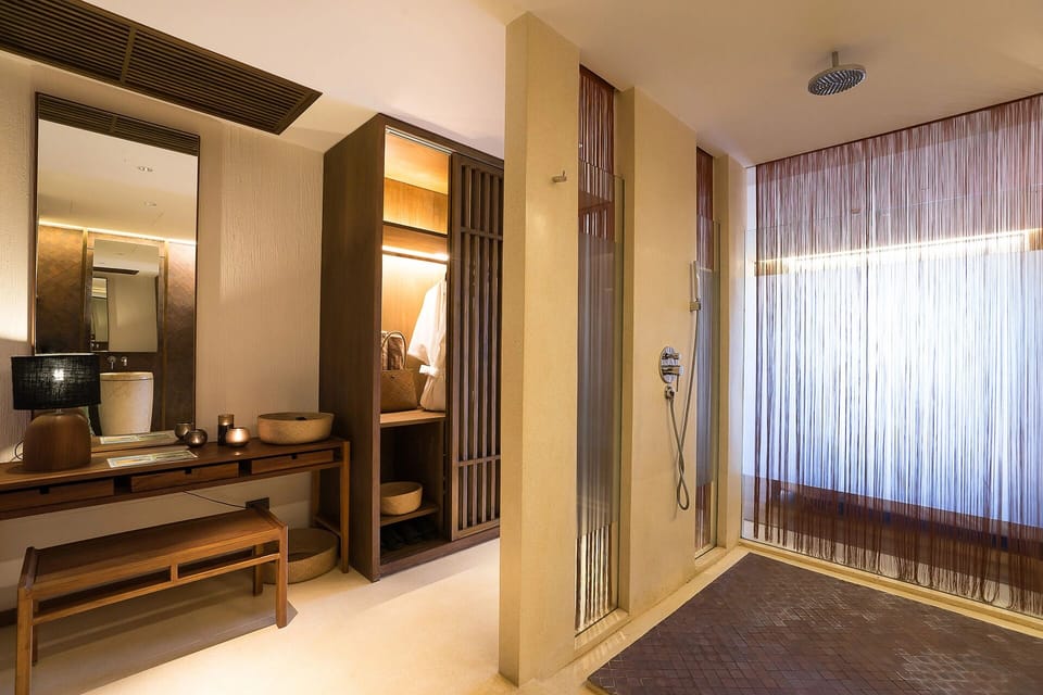 Indulge in a spa-like bath with soothing, ambient lighting.
