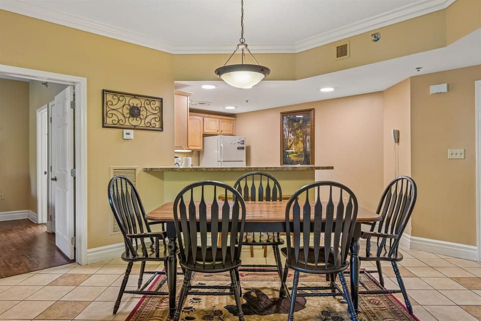 Dining table with seating for six