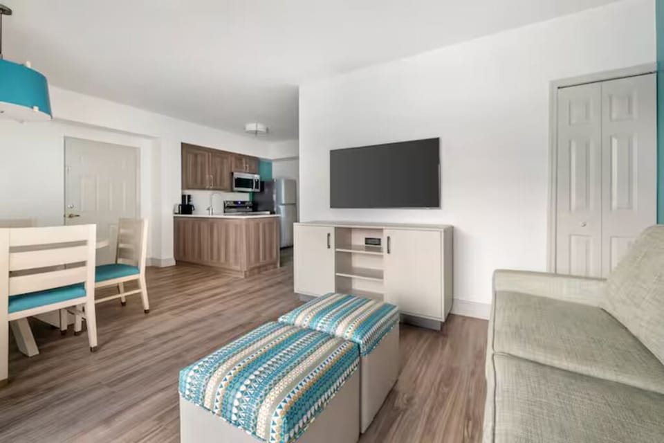Gather for meals and movie nights in open-plan comfort.
