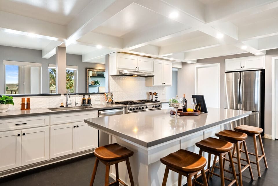 Open kitchen layout connecting effortlessly to living spaces