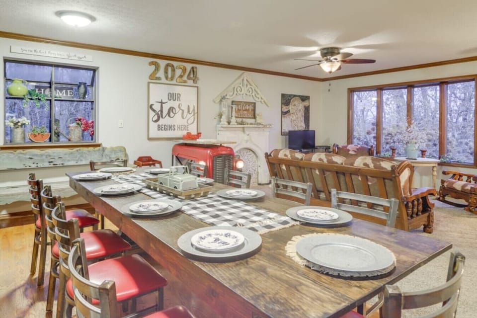 Dining Area | Long Table | Multiple Chairs & Window Views