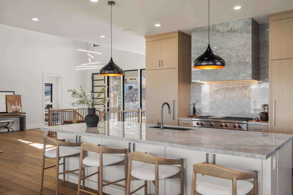Chef’s kitchen with oversized island and premium finishes