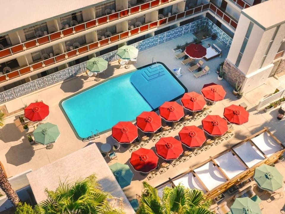 Picture your perfect pool day with plenty of loungers and shade.