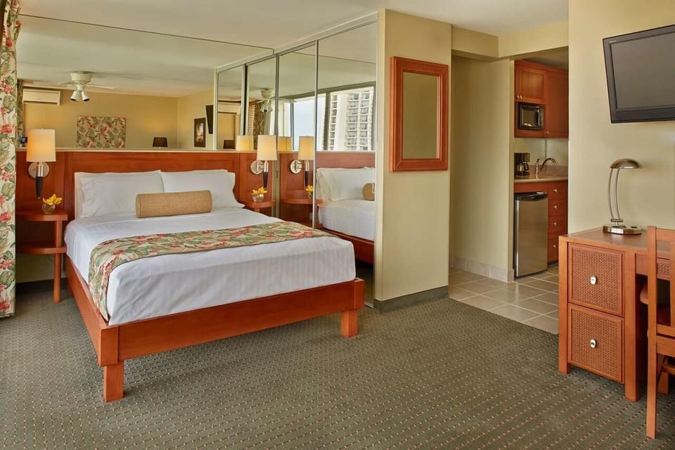 Settle in comfortably with an easy kitchenette just steps away.