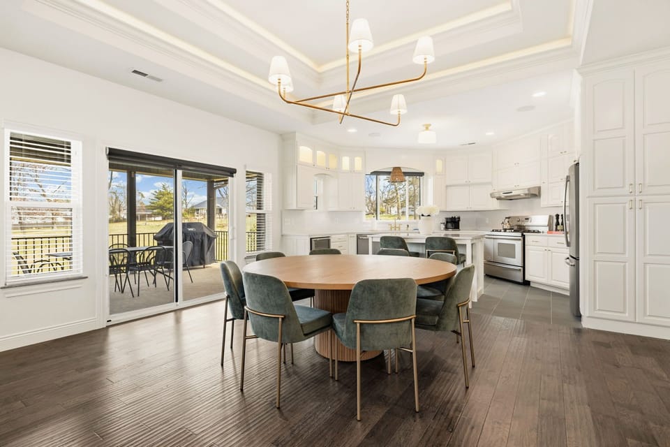 Our open concept kitchen has everything you'll need and a table for 8.