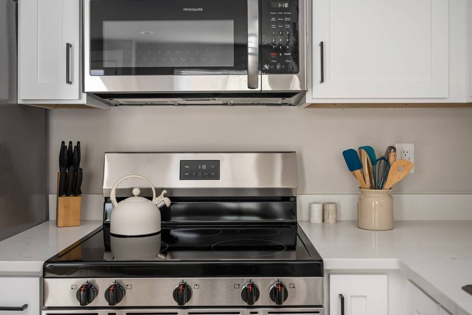 The kitchen is well equipped for a delicious culinary experience. Perfect for cooking dinner, baking cookies, and feeding the whole family!