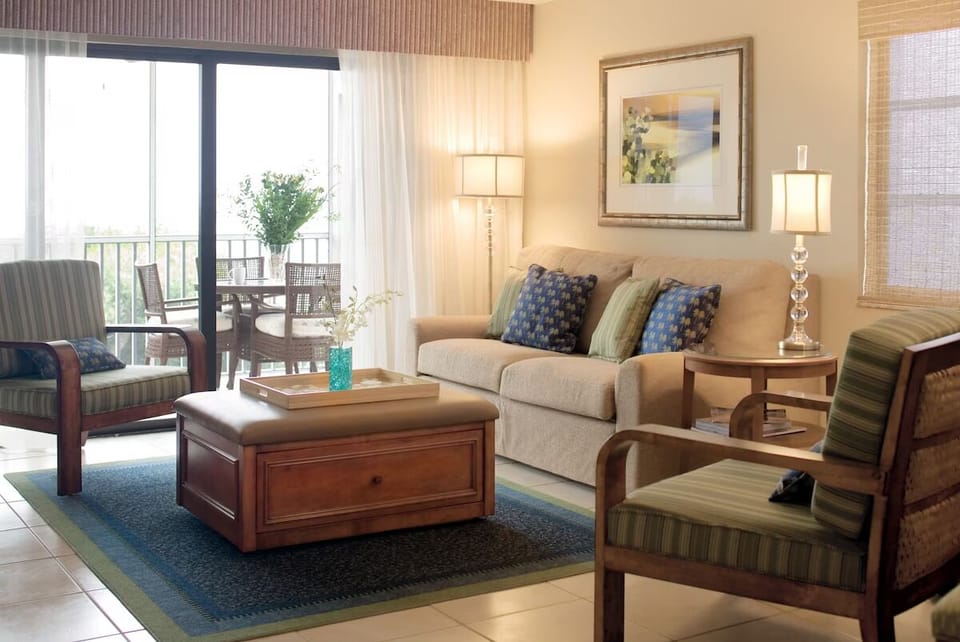 Relax with morning coffee in the sunlit living space.