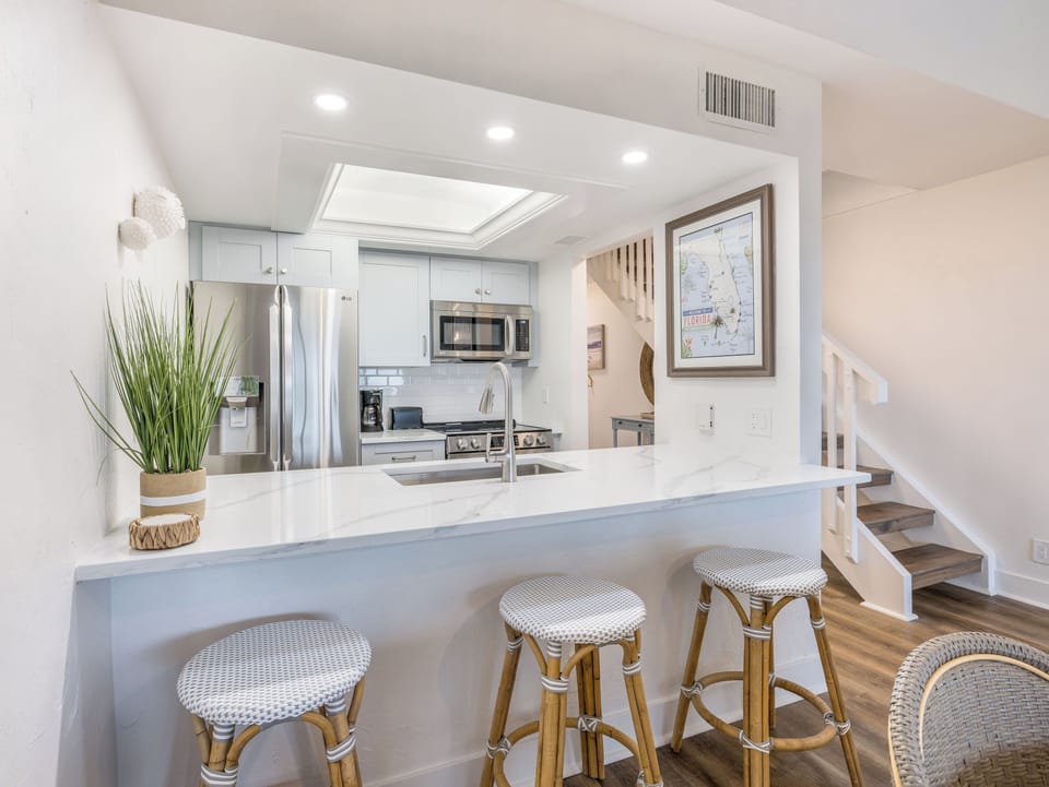 Start mornings at the breakfast bar with fresh coffee.