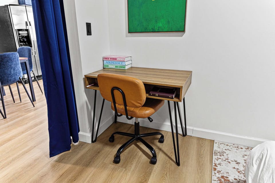 A convenient workspace makes it easy to catch up on emails, plan your trip, or work remotely while enjoying a comfortable stay.