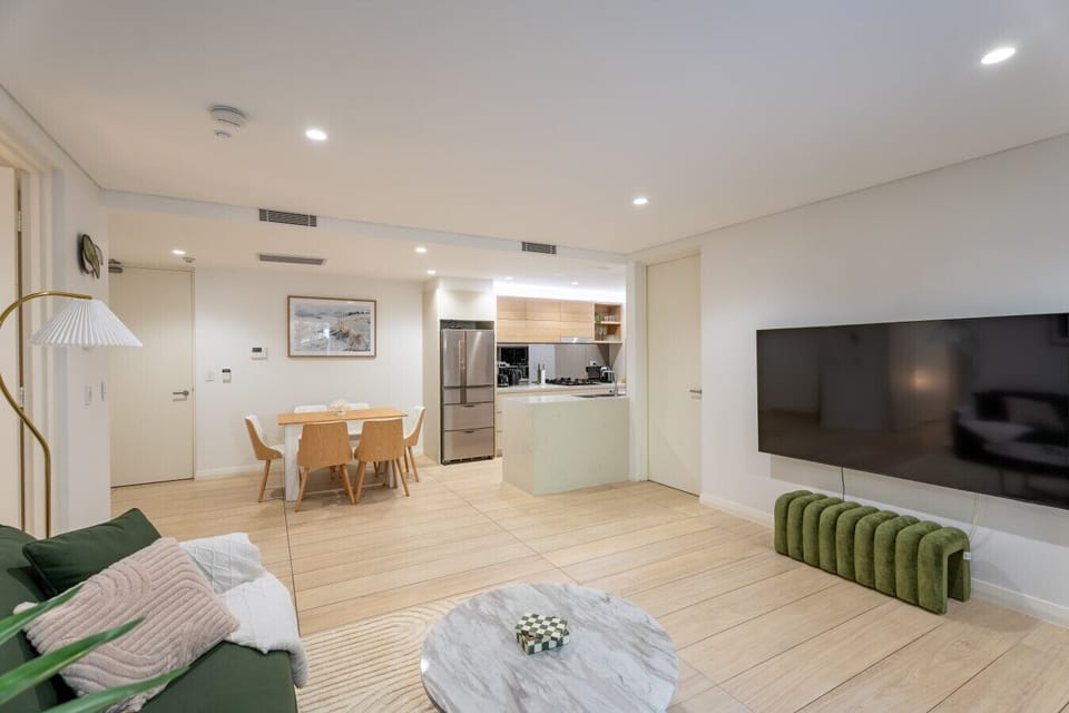 Living room with large TV