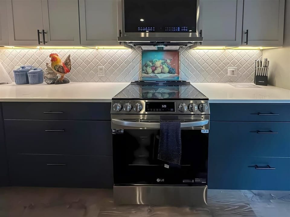 Cedar St Stove in the kitchen