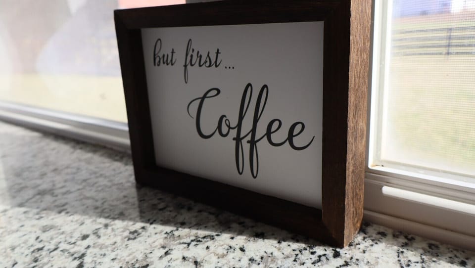 “First, coffee.” A small reminder to pause and savor the moment. Simple comforts like this set the tone for a relaxed and intentional stay.