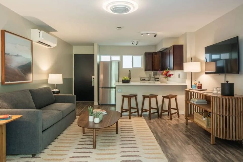 Gather in the open living space with easy kitchen access.