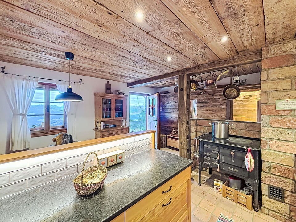 Wood, Ceiling, Kitchen, Interior Design, Flooring, Countertop, Light Fixture, Floor, Room, Furniture