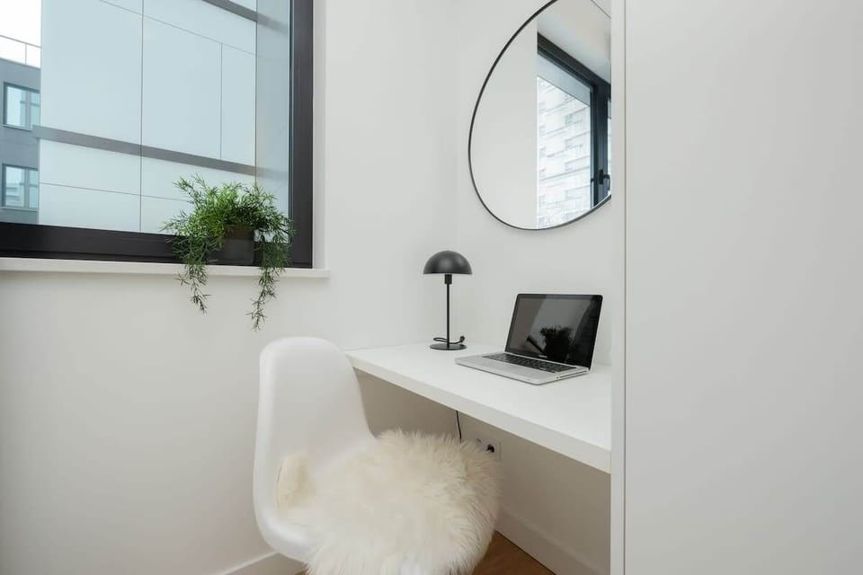 Desk with chair, a unique place to work remotely.